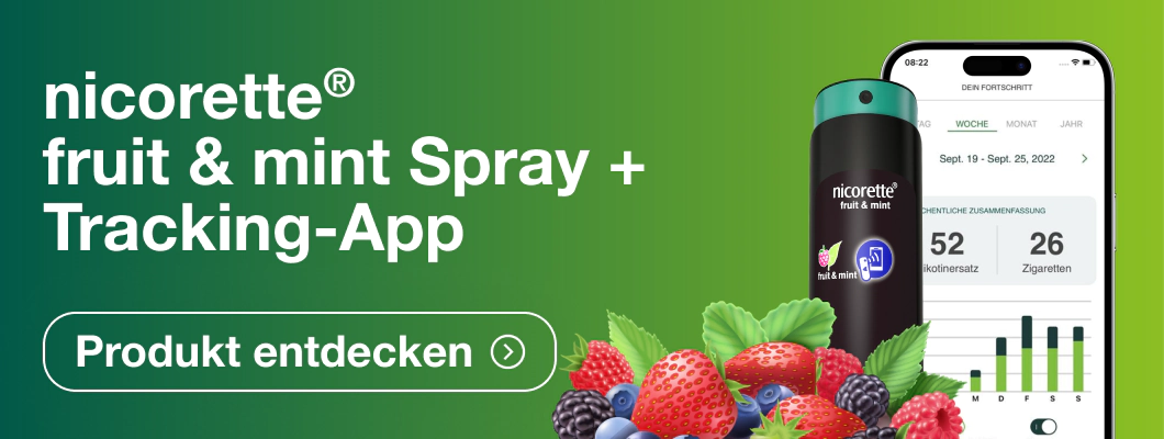 nicorette fruit and mint Spray plus Tracking-App. Produkt entdecken.