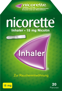nicorette Inhaler 15 Milligramm in der Verpackung